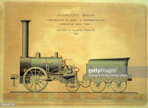 UNITED KINGDOM - JUNE 11: Coloured drawing made in 1836 showing the locomotive as rebuilt in 1831. The 'Rocket', designed by Robert Stephenson (1803-1859) and George Stephenson (1781-1848) became famous after winning the Rainhill Trials, a competition staged in 1829 to establish the most efficient locomotive for haulage on the Liverpool & Manchester Railway. The Rocket ran on the Liverpool and Manchester Railway from 1829 to 1836 and the Midgeholme Colliery Railway in County Durham between 1836 and 1840. (Photo by SSPL/Getty Images)