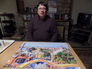 Completed park guell jigsaw and John, december 2017